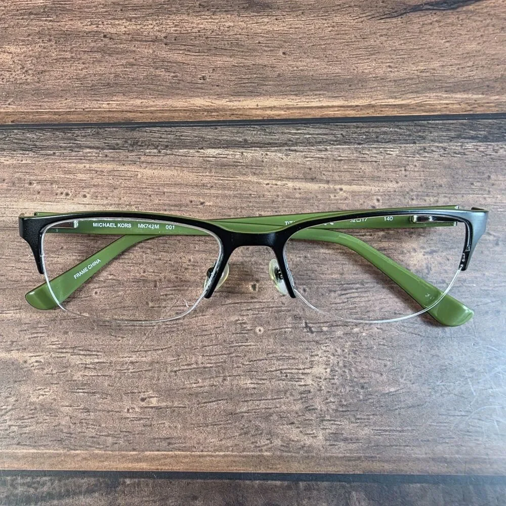 Michael Kors Eyeglasses Mk742M‎ 001 Black Green Half Rim 52-17-140 FRAMES ONLY
